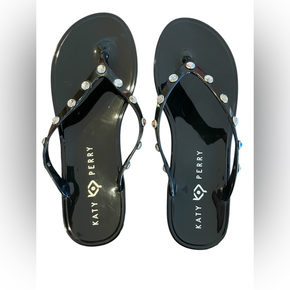 Katy Perry Black Sandal with Rhinestones - Size 8 - Picture 2 of 5